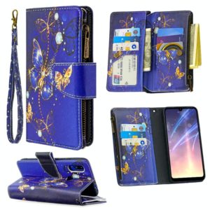 For Xiaomi Redmi 7 Colored Drawing Pattern Zipper Horizontal Flip Leather Case with Holder & Card Slots & Wallet(Purple Butterfly) (OEM)