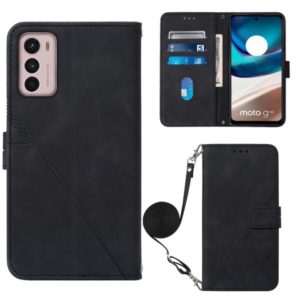 For Motorola Moto G42 Crossbody 3D Embossed Flip Leather Phone Case(Black) (OEM)