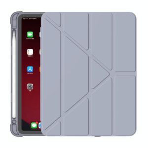 Multi-folding Surface PU Leather Matte Anti-drop Protective TPU Case with Pen Slot for iPad Air 2022 / 2020 10.9(Lavender Purple) (OEM)