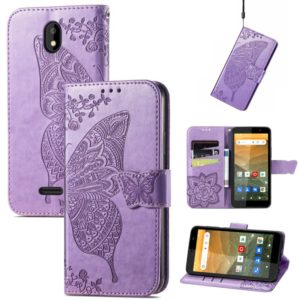 For Vodafone Smart E11 Butterfly Love Flowers Embossed Horizontal Flip Leather Case with Holder & Card Slots & Wallet & Lanyard(Light Purple) (OEM)