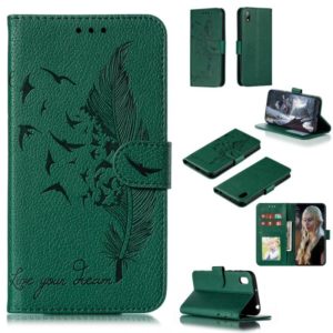 Feather Pattern Litchi Texture Horizontal Flip Leather Case with Wallet & Holder & Card Slots For Huawei Y5 (2019) / Honor 8S(Green) (OEM)