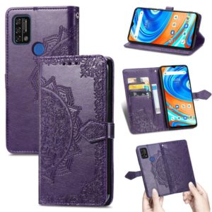 For UMIDIGI A9 Mandala Flower Embossed Horizontal Flip Leather Case with Holder & Three Card Slots & Wallet & Lanyard(Purple) (OEM)