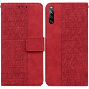 For Sony Xperia L4 Geometric Embossed Leather Phone Case(Red) (OEM)