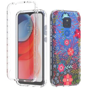 For Motorola Moto G Play (2021) 2 in 1 High Transparent Painted Shockproof PC + TPU Protective Case(Small Floral) (OEM)