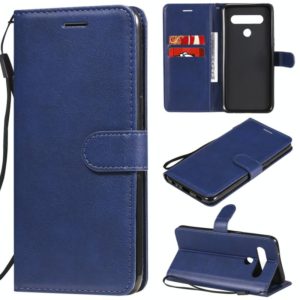 For LG K61 Solid Color Horizontal Flip Protective Leather Case with Holder & Card Slots & Wallet & Photo Frame & Lanyard(Blue) (OEM)