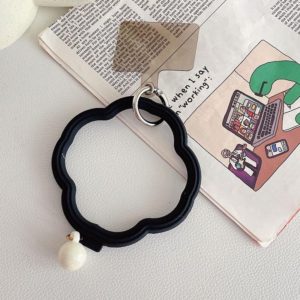 Flower-shaped Wave Phone Case Anti-lost Keychain Silicone Bracelet(Black) (OEM)