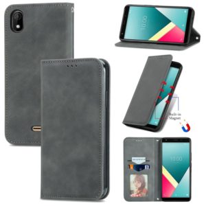 For Wiko Y61 Retro Skin Feel Business Magnetic Horizontal Flip Leather Case with Holder & Card Slots & Wallet & Photo Frame(Gray) (OEM)