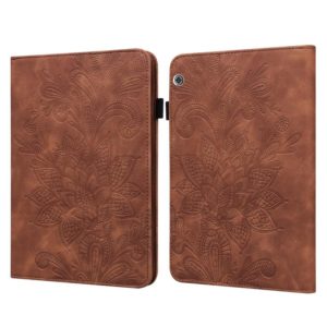 For Huawei MediaPad T5 Lace Flower Embossing Pattern Horizontal Flip Leather Case with Holder & Card Slots & Wallet & Photo Frame(Brown) (OEM)