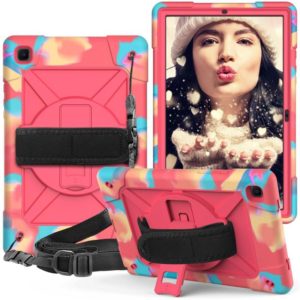 For Samsung Galaxy Tab A7 10.4 (2020) T500 Contrast Color Silicone + PC Combination Case with Holder(Camouflage Rose Red) (OEM)