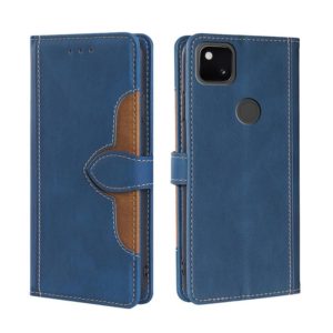 For Google Pixel 4a Skin Feel Straw Hat Magnetic Buckle Horizontal Flip Leather Case with Holder & Card Slots & Wallet(Blue) (OEM)