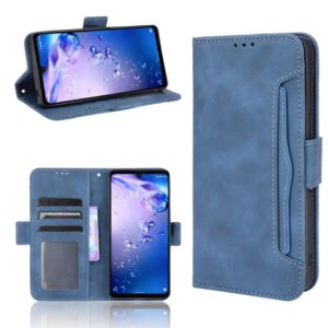 For Sharp Aquos Zero6 Skin Feel Calf Pattern Horizontal Flip Leather Case with Holder & Card Slots & Photo Frame(Blue) (OEM)
