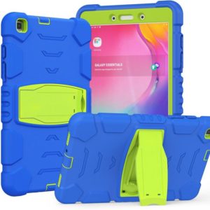 For Samsung Galaxy Tab A8.0 2019 T290 3-Layer Protection Screen Frame + PC + Silicone Shockproof Combination Case with Holder(Blue+Lime) (OEM)