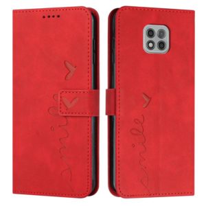 For Motorola Moto G Power 2021 Skin Feel Heart Pattern Leather Phone Case(Red) (OEM)