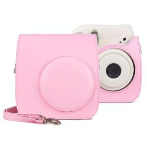 Retro Full Body PU Leather Case Camera Bag with Strap for FUJIFILM instax mini 7+ (Pink) (OEM)