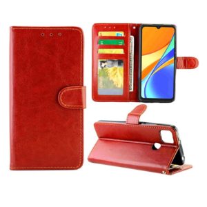 For Xiaomi Redmi 9C Crazy Horse Texture Leather Horizontal Flip Protective Case with Holder & Card Slots & Wallet & Photo Frame(Brown) (OEM)