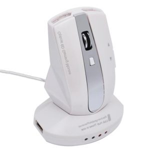 MZ-011 2.4GHz 1600DPI Wireless Rechargeable Optical Mouse with HUB Function(Pearl White) (OEM)