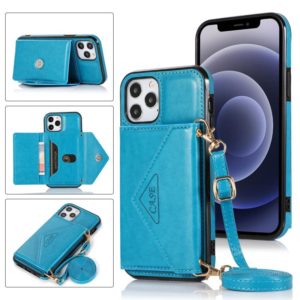For iPhone 12 / 12 Pro Multi-functional Cross-body Card Bag TPU+PU Back Cover Case with Holder & Card Slot & Wallet(Blue) (OEM)