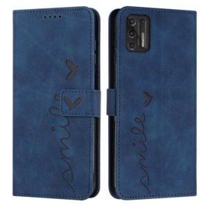 For Motorola Moto G Stylus 2021 Skin Feel Heart Pattern Leather Phone Case(Blue) (OEM)