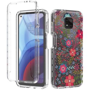 For Motorola Moto G Power (2021) 2 in 1 High Transparent Painted Shockproof PC + TPU Protective Case(Small Floral) (OEM)