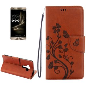 For Asus ZenFone 3 / ZE552KL Pressed Flowers Pattern Leather Case with Holder & Card Slots & Wallet(Brown) (OEM)