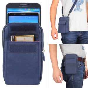 6.4 inch and Below Universal Polyester Men Vertical Style Case Shoulder Carrying Bag with Belt Hole & Climbing Buckle, For iPhone, Samsung, Sony, Huawei, Meizu, Lenovo, ASUS, Oneplus, Xiaomi, Cubot, Ulefone, Letv, DOOGEE, Vkworld(Dark Blue) (OEM)