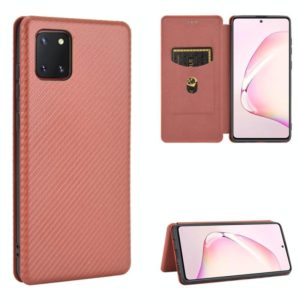 For Samsung Galaxy A81 / M60s / Note 10 Lite Carbon Fiber Texture Horizontal Flip TPU + PC + PU Leather Case with Rope & Card Slot(Brown) (OEM)