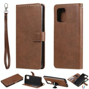 For Samsung Galaxy A91 / S10 Lite 2 in 1 Solid Color Detachable PU Leather Case with Card Slots & Magnetic Holder & Photo Frame & Wallet & Strap(Brown) (OEM)