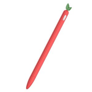 For Apple Pencil 2 Contrasting Color Mint Leaf Silicone Non-slip Protective Cover(Red) (OEM)