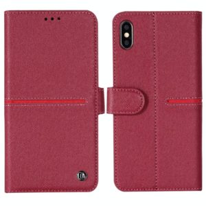 For iPhone XS / X GEBEI Top-grain Leather Horizontal Flip Protective Case with Holder & Card Slots & Wallet & Photo Frame(Red Wine) (GEBEI) (OEM)