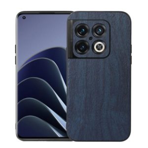 For OnePlus 10 Pro 5G Wood Texture PU Phone Case(Blue) (OEM)