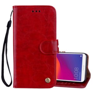 Business Style Oil Wax Texture Horizontal Flip Leather Case for Huawei Honor 7C / Enjoy 8 / Y7 (2018) / Y7 Prime (2018) / Nova 2 Lite, with Holder & Card Slots & Wallet(Red) (OEM)