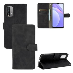 For Xiaomi Redmi Note 9 4G Solid Color Skin Feel Magnetic Buckle Horizontal Flip Calf Texture PU Leather Case with Holder & Card Slots & Wallet(Black) (OEM)