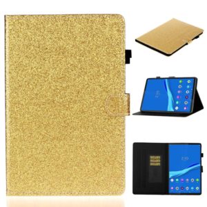 For Samsung Galaxy Tab A8 10.5 2021 Varnish Glitter Powder Leather Tablet Case(Gold) (OEM)