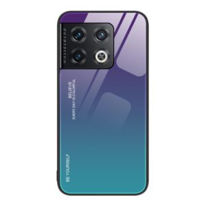 For OnePlus 10 Pro Gradient Color Glass Case(Aurora Blue) (OEM)
