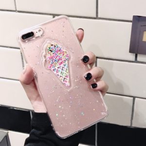 For iPhone 8 Plus & 7 Plus Ice Cream Pattern Glitter Powder Protective Back Cover Case (Transparent) (OEM)