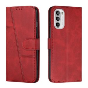 For Motorola Moto G52 Stitching Calf Texture Buckle Leather Phone Case(Red) (OEM)
