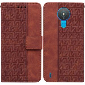 For Nokia 1.4 Geometric Embossed Leather Phone Case(Brown) (OEM)
