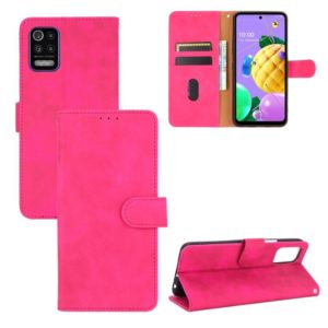 For LG K52 / K62 Solid Color Skin Feel Magnetic Buckle Horizontal Flip Calf Texture PU Leather Case with Holder & Card Slots & Wallet(Rose Red) (OEM)