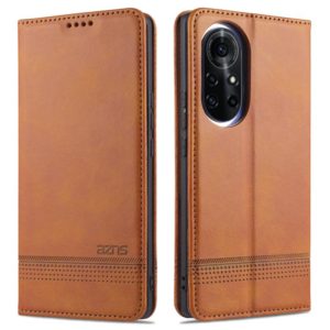 For Huawei nova 8 Pro 5G AZNS Magnetic Calf Texture Horizontal Flip Leather Case with Card Slots & Holder & Wallet(Light Brown) (AZNS) (OEM)