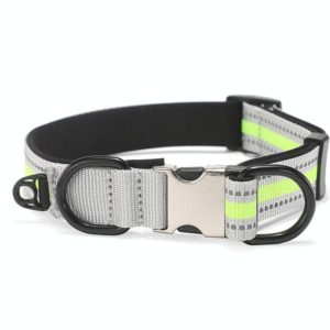 Dog Reflective Nylon Collar, Specification: S(Silver buckle green) (OEM)