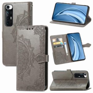 For Xiaomi Mi 10S Mandala Flower Embossed Horizontal Flip Leather Case with Bracket / Card Slot / Wallet / Lanyard(Grey) (OEM)