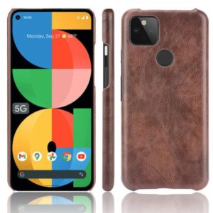 For Google Pixel 5a 5G Shockproof Litchi Texture PC + PU Case(Brown) (OEM)