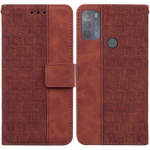 For Motorola Moto G50 Geometric Embossed Leather Phone Case(Brown) (OEM)
