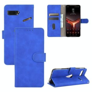 For ASUS ROG Phone II ZS660KL Solid Color Skin Feel Magnetic Buckle Horizontal Flip Calf Texture PU Leather Case with Holder & Card Slots & Wallet(Blue) (OEM)
