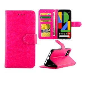 For Google Pixel4 Crazy Horse Texture Leather Horizontal Flip Protective Case with Holder & Card Slots & Wallet & Photo Frame(Magenta) (OEM)