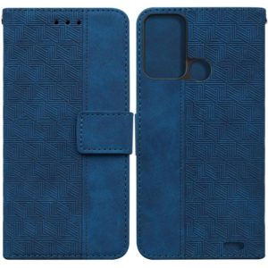 For ZTE Blade A52 Geometric Embossed Leather Phone Case(Blue) (OEM)