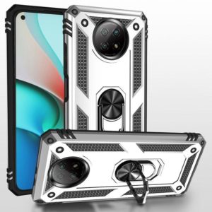 For Xiaomi Redmi Note 9 Shockproof TPU + PC Protective Case with 360 Degree Rotating Holder(Silver) (OEM)