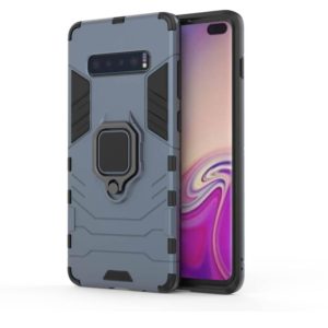 PC + TPU Shockproof Protective Case for Samsung Galaxy S10 Plus, with Magnetic Ring Holder(Navy Blue) (OEM)