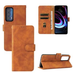For Motorola Edge (2021) Solid Color Skin Feel Magnetic Buckle Horizontal Flip PU Leather Case with Holder & Card Slots & Wallet(Brown) (OEM)