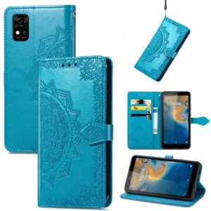 For ZTE Blade A31 Mandala Flower Embossed Horizontal Flip Leather Phone Case(Blue) (OEM)